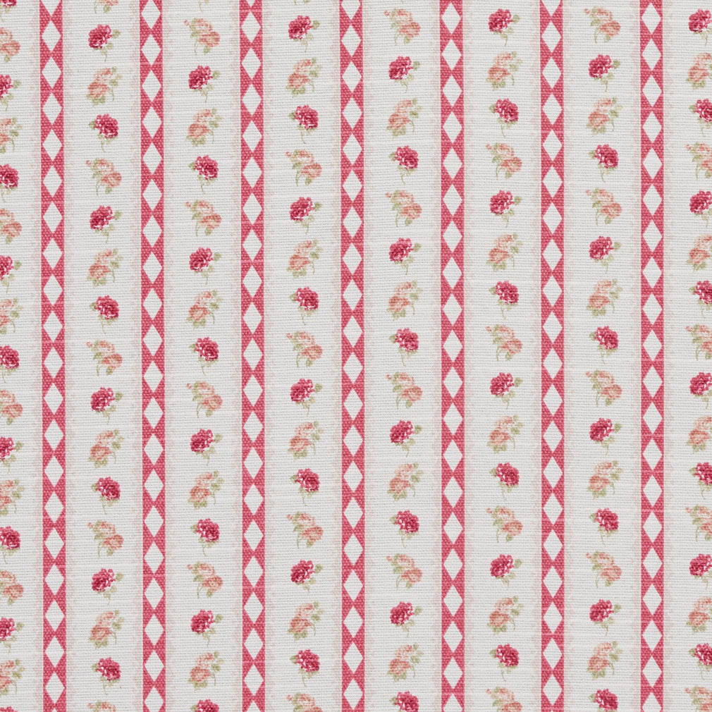 Geometrc Rose Stripe fabric in pink color - pattern number 10920-03 - by Charlotte in the Botanical Prints collection