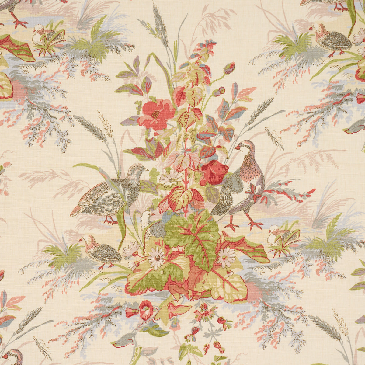 Quail Meadow fabric in winter color - pattern number 1106021 - by Schumacher in the Classic Prints collection