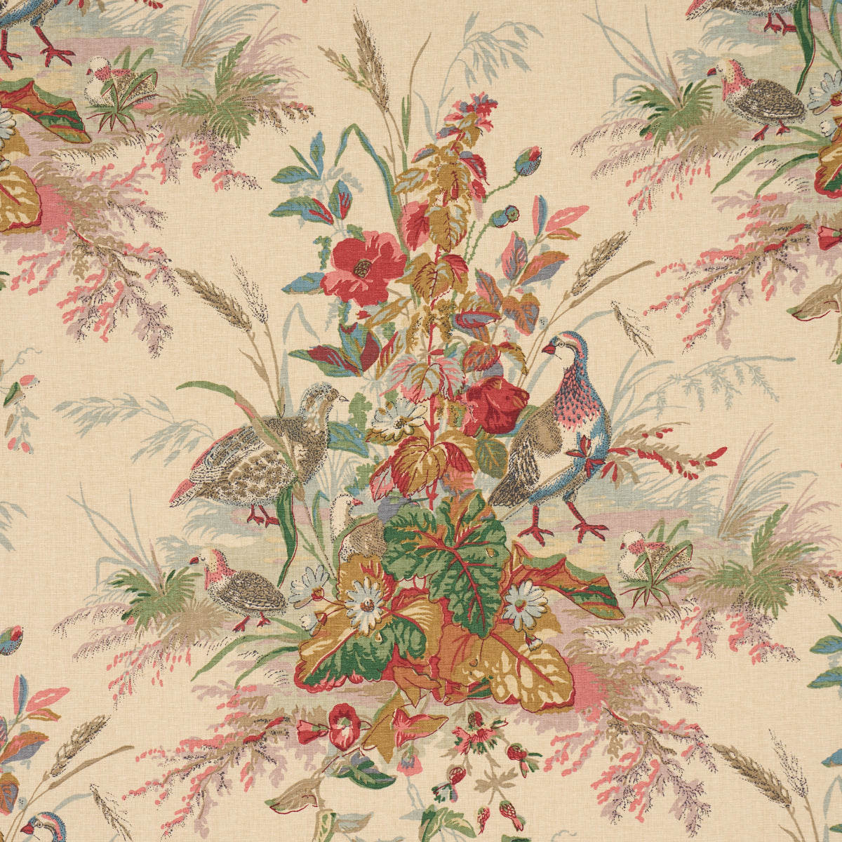 Quail Meadow fabric in summer color - pattern number 1106032 - by Schumacher in the Classic Prints collection