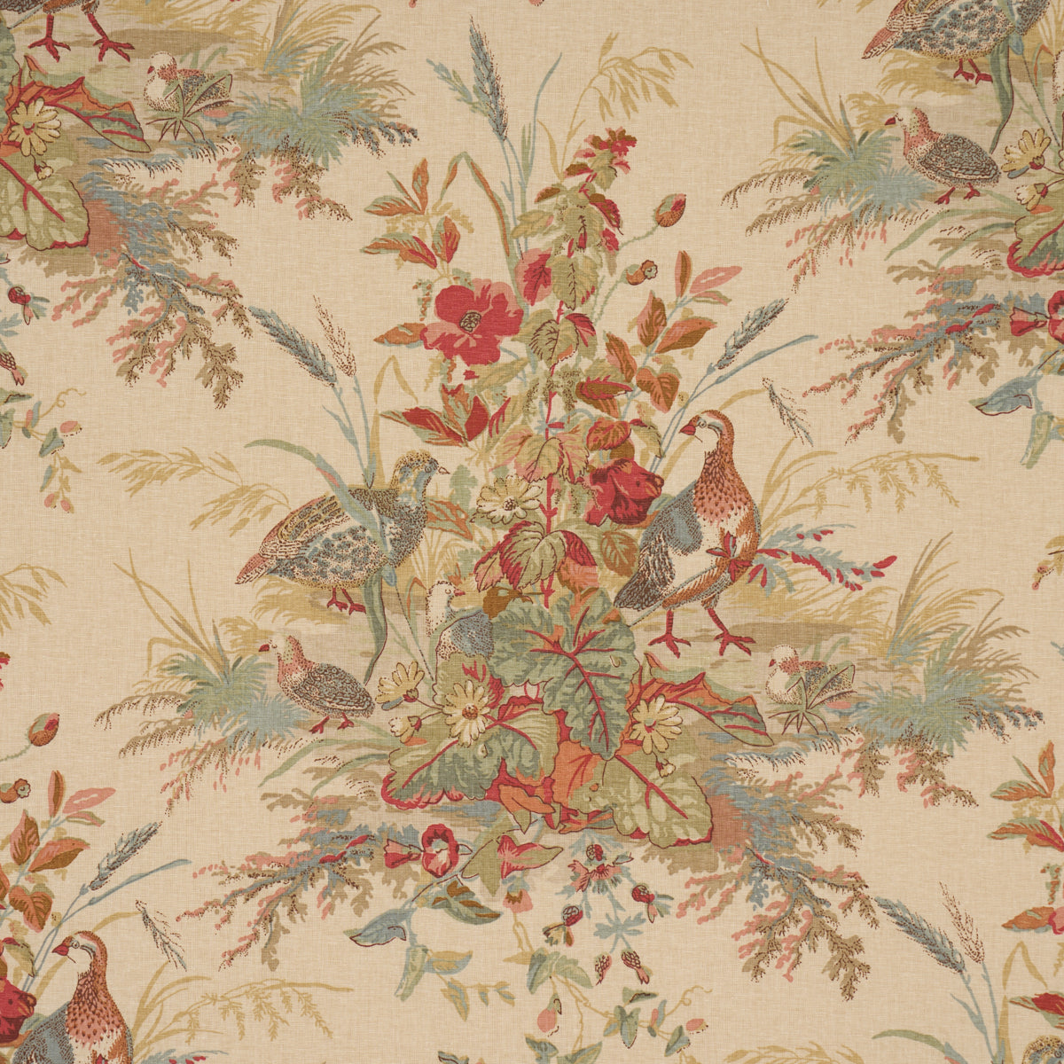 Quail Meadow fabric in autumn color - pattern number 1106043 - by Schumacher in the Classic Prints collection