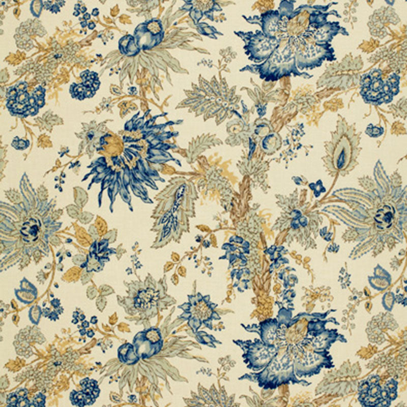 Ellis Floral Vine fabric in indigo color - pattern number 1304001 - by Schumacher in the Classic Prints collection