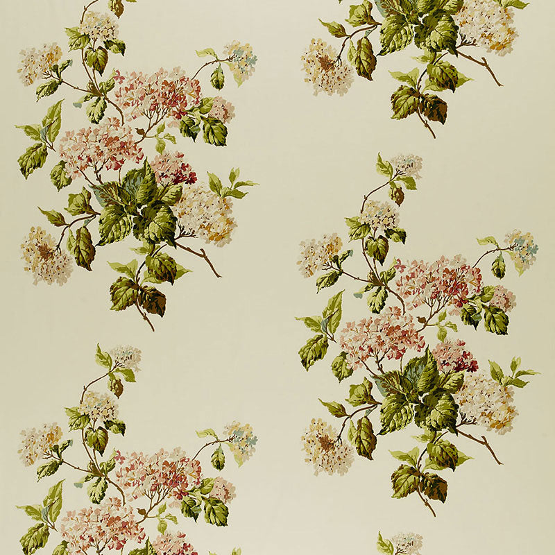 Summer Hydrangea fabric in ivory color - pattern number 1315000 - by Schumacher in the Classic Prints collection