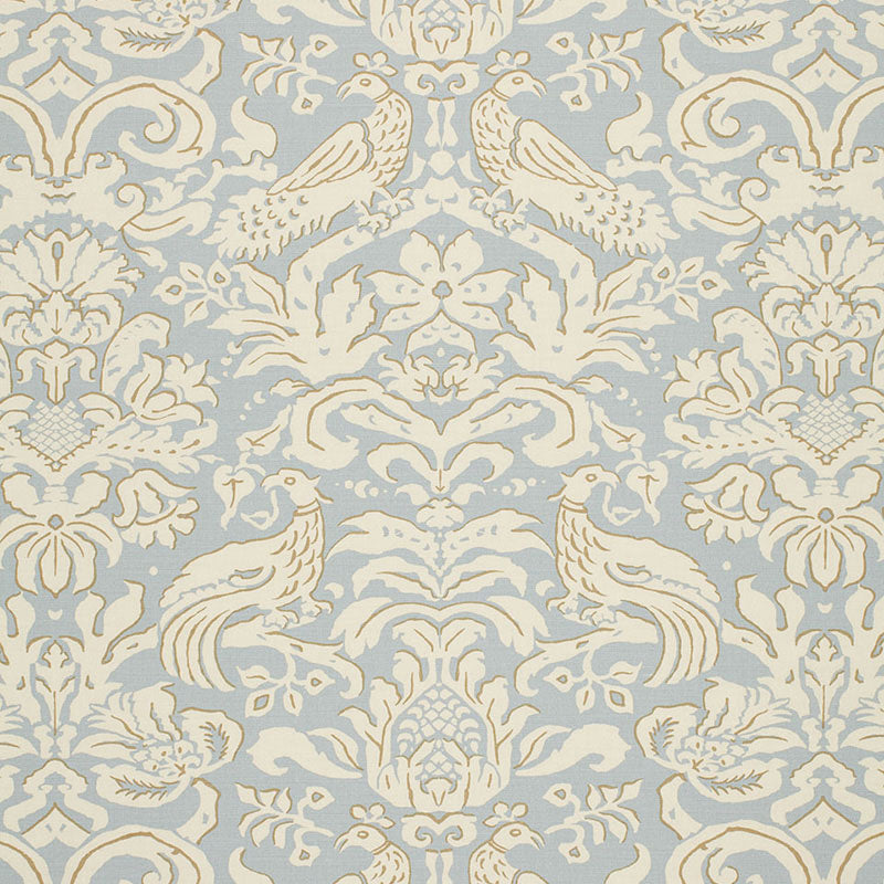 Aldwyn Damask fabric in robins egg color - pattern number 1328000 - by Schumacher in the Palazzo collection