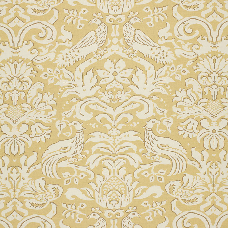 Aldwyn Damask fabric in buttercup color - pattern number 1328002 - by Schumacher in the Palazzo collection