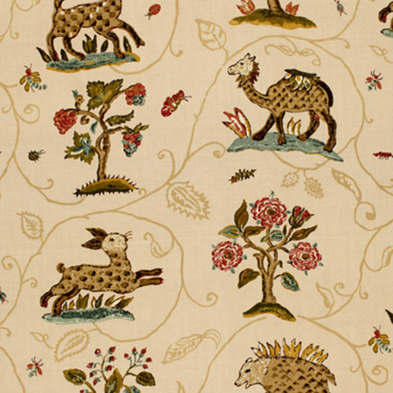 La Menagerie fabric in cream color - pattern number 172760 - by Schumacher in the A Country Life collection