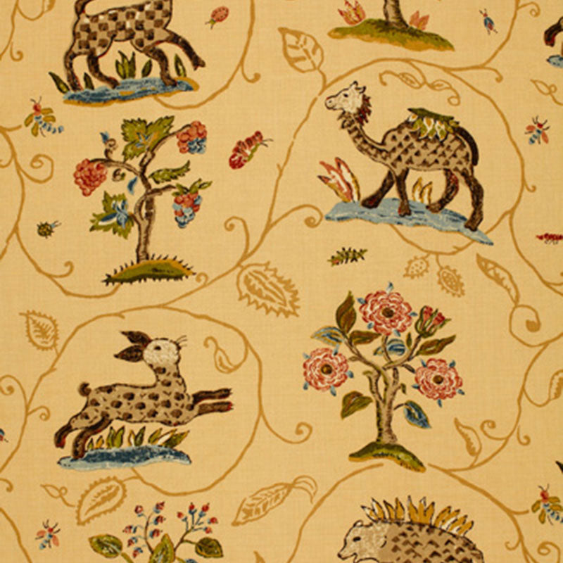 La Menagerie fabric in marigold color - pattern number 172761 - by Schumacher in the A Country Life collection
