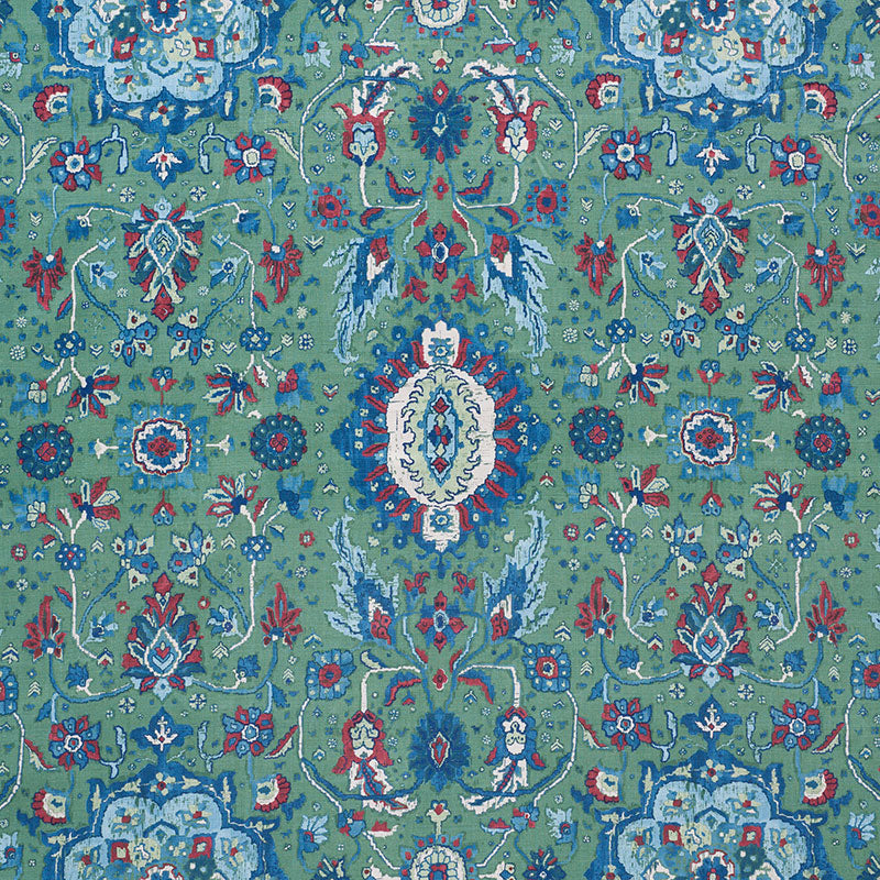 Jahanara Carpet fabric in jade color - pattern number 172793 - by Schumacher in the Ottoman Chic collection