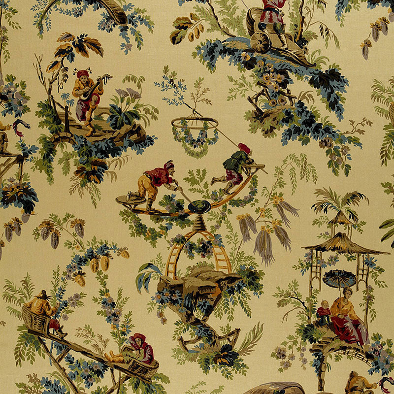 Plaisirs De La Chine fabric in document color - pattern number 172850 - by Schumacher in the Schumacher Classics collection