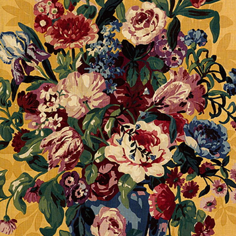 Centennial Bouquet fabric in document ochre color - pattern number 173000 - by Schumacher in the Schumacher Classics collection