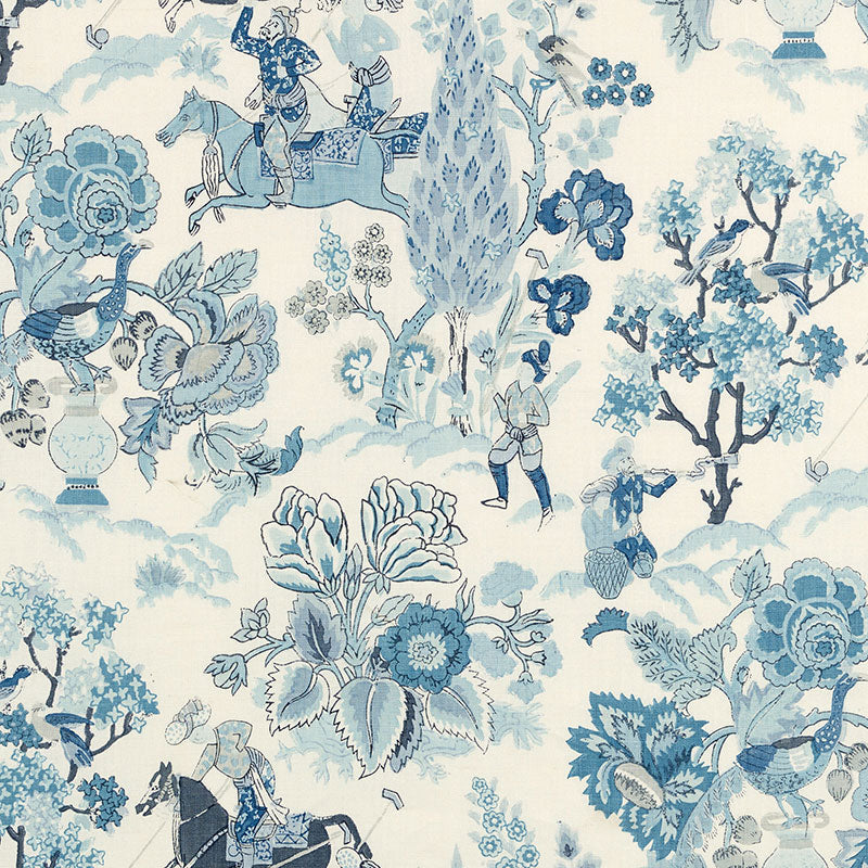 Persian Lancers fabric in porcelain color - pattern number 173014 - by Schumacher in the Schumacher Classics collection