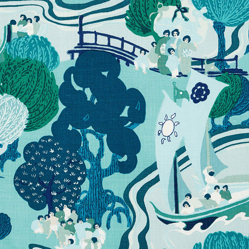 Pearl River fabric in sea color - pattern number 173063 - by Schumacher in the Schumacher Classics collection