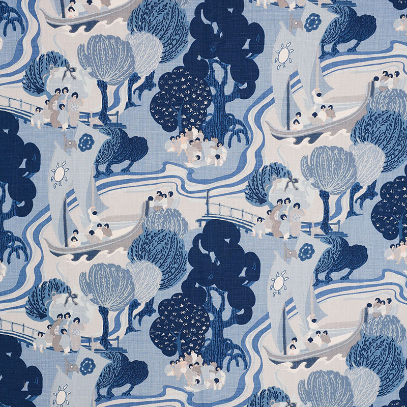 Pearl River fabric in blues color - pattern number 173065 - by Schumacher in the Schumacher Classics collection