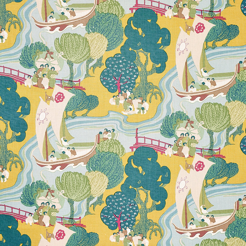Pearl River fabric in yellow color - pattern number 173066 - by Schumacher in the Schumacher Classics collection