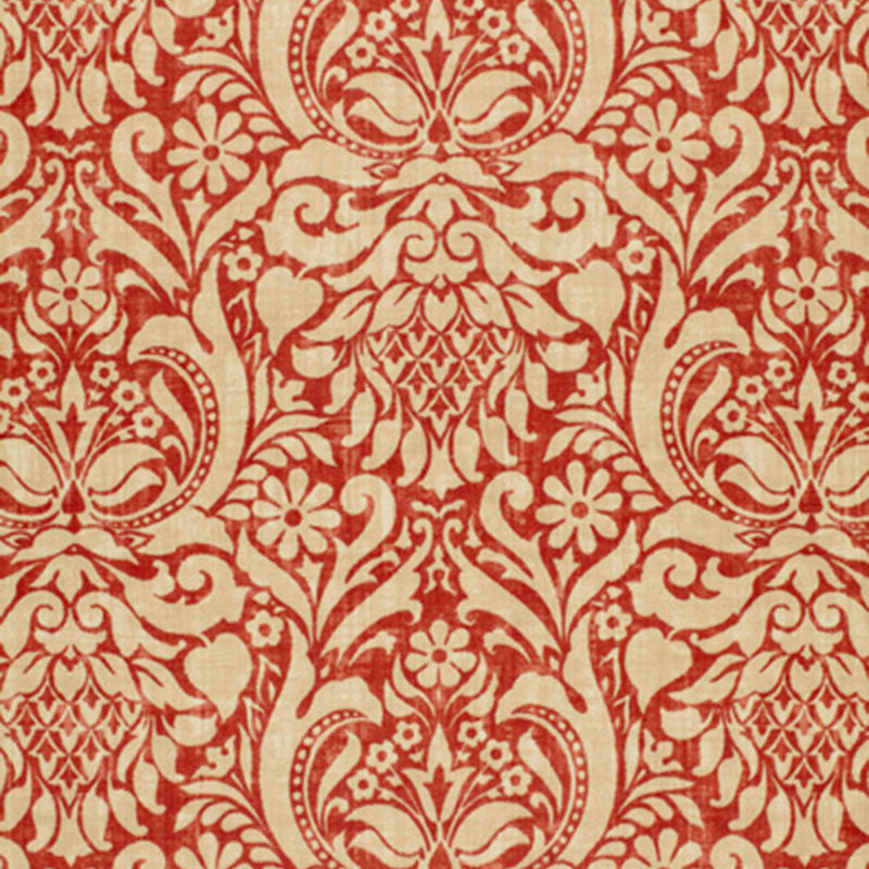Valencay Damask fabric in terracotta color - pattern number 173342 - by Schumacher in the Schumacher Prints collection