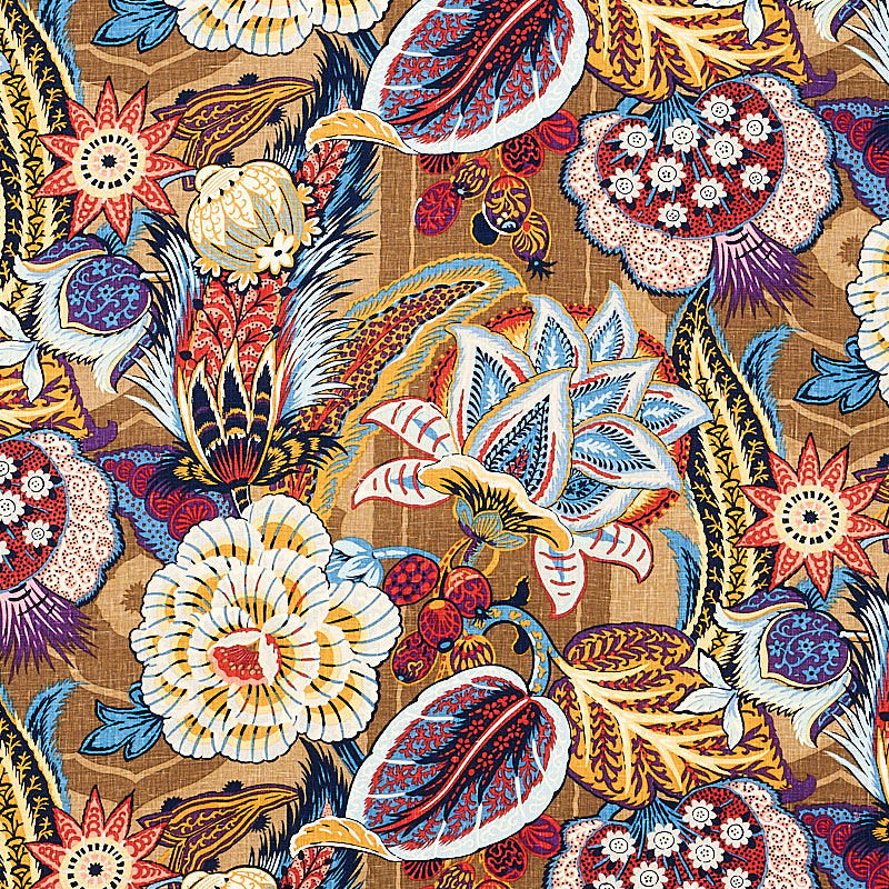 Zanzibar Linen Print fabric in cerulean color - pattern number 173520 - by Schumacher in the Schumacher Classics collection