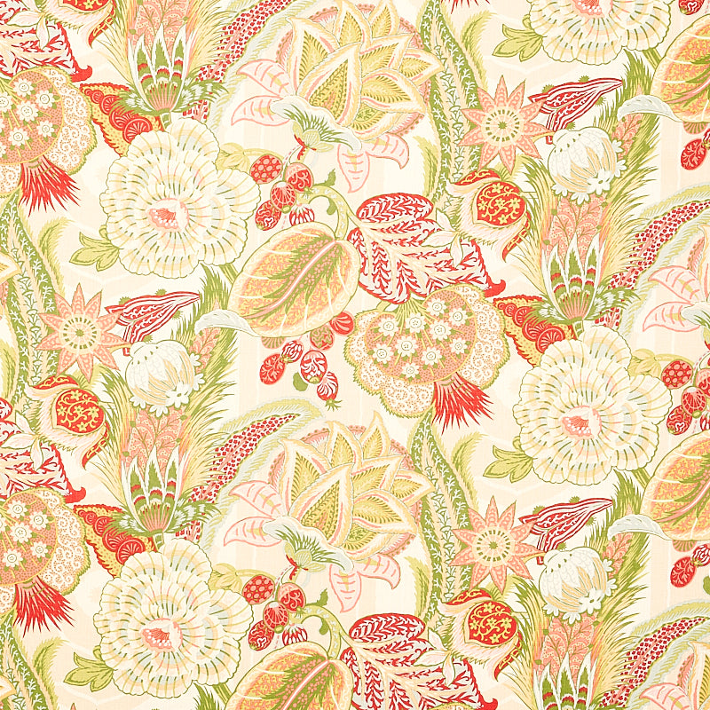 Zanzibar Linen Print fabric in melon color - pattern number 173521 - by Schumacher in the Schumacher Classics collection