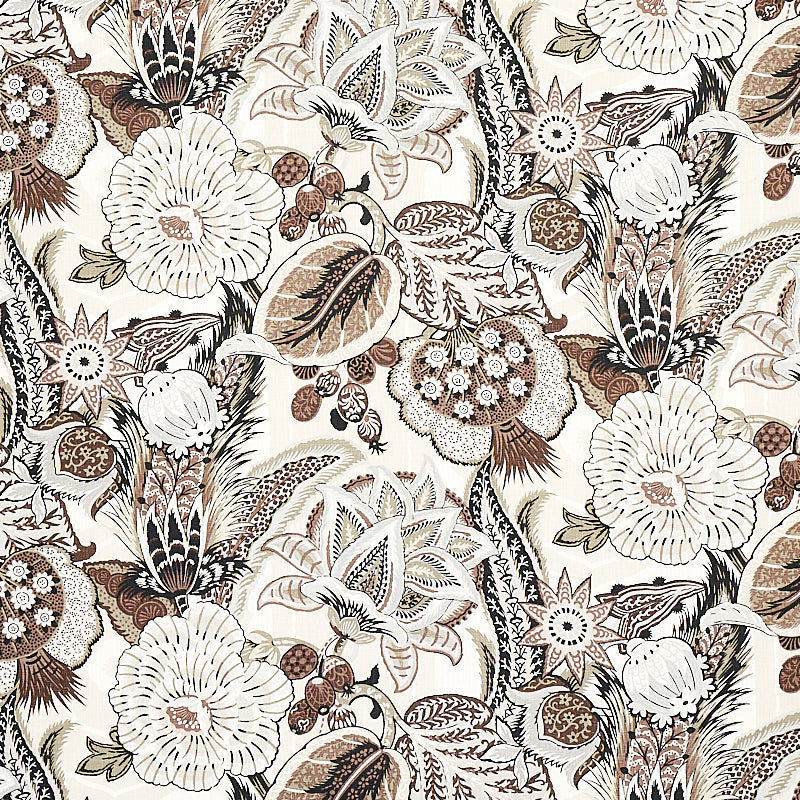 Zanzibar Linen Print fabric in ebony and mocha color - pattern number 173524 - by Schumacher in the Schumacher Classics collection