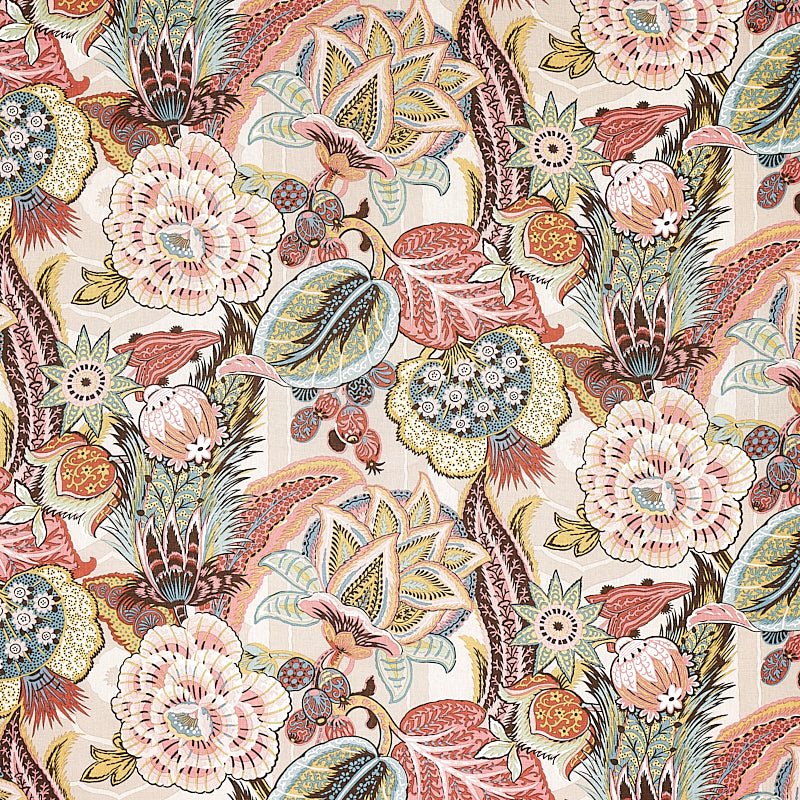Zanzibar Linen Print fabric in pink color - pattern number 173525 - by Schumacher in the Schumacher Classics collection