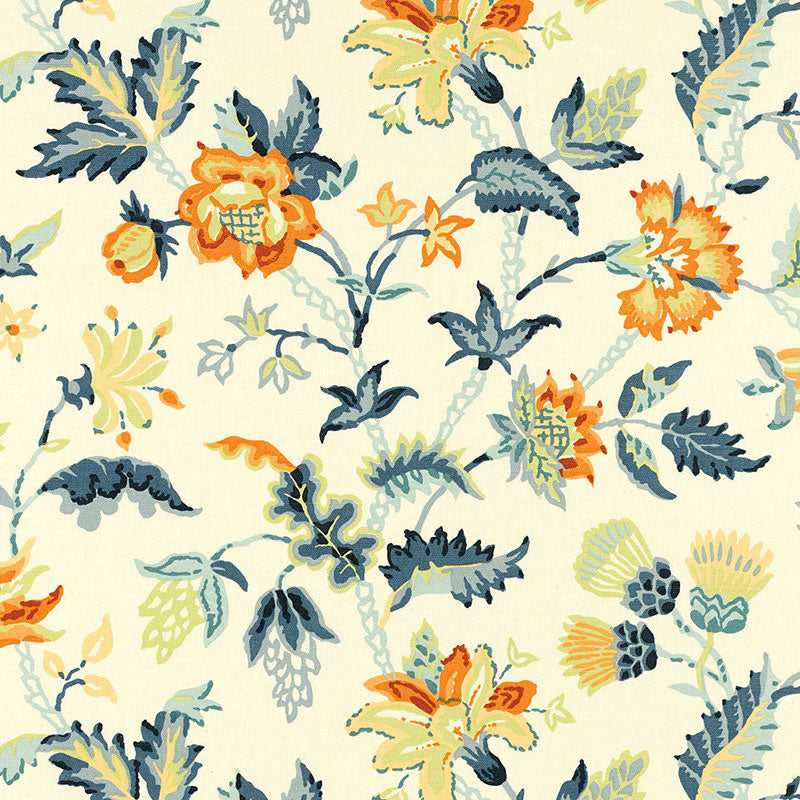 Alana Floral Vine fabric in apricot color - pattern number 173692 - by Schumacher in the Classic Prints collection