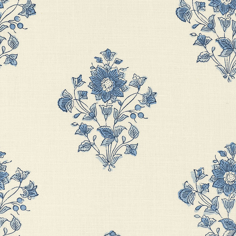 Beatrice Bouquet fabric in indigo color - pattern number 173762 - by Schumacher in the Country Chic collection