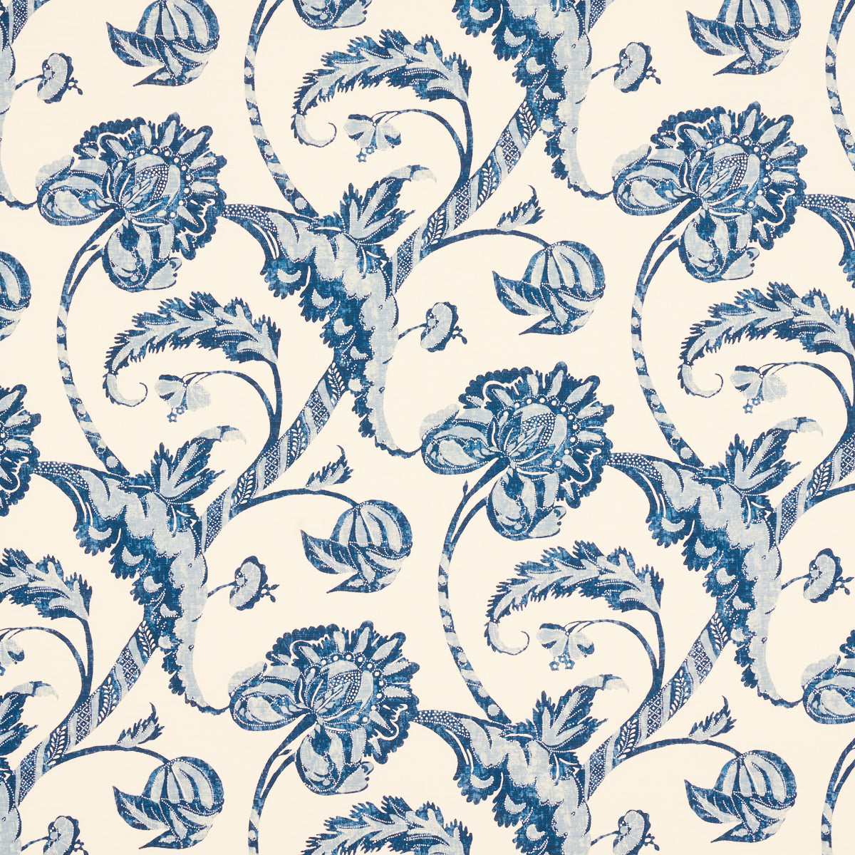 Vallier Vine fabric in indigo color - pattern number 173772 - by Schumacher in the Country Chic collection
