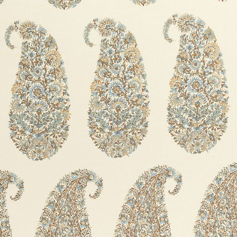 Shirala Paisley fabric in aqua color - pattern number 173780 - by Schumacher in the Classic Prints collection