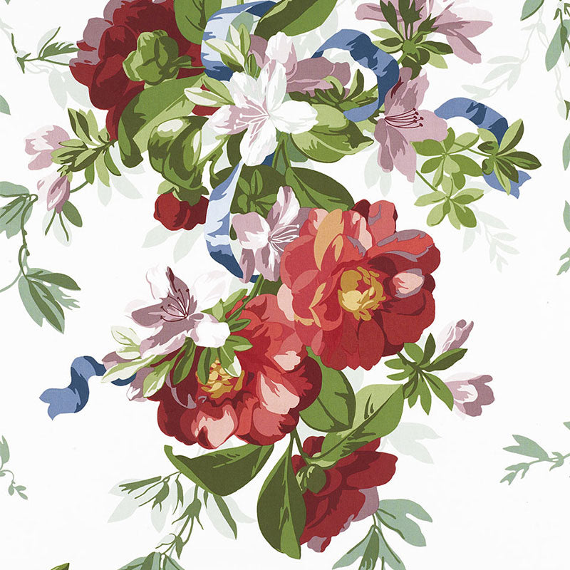 Ellesmere Ribbon Floral fabric in ivory color - pattern number 173810 - by Schumacher in the Good Vibrations collection