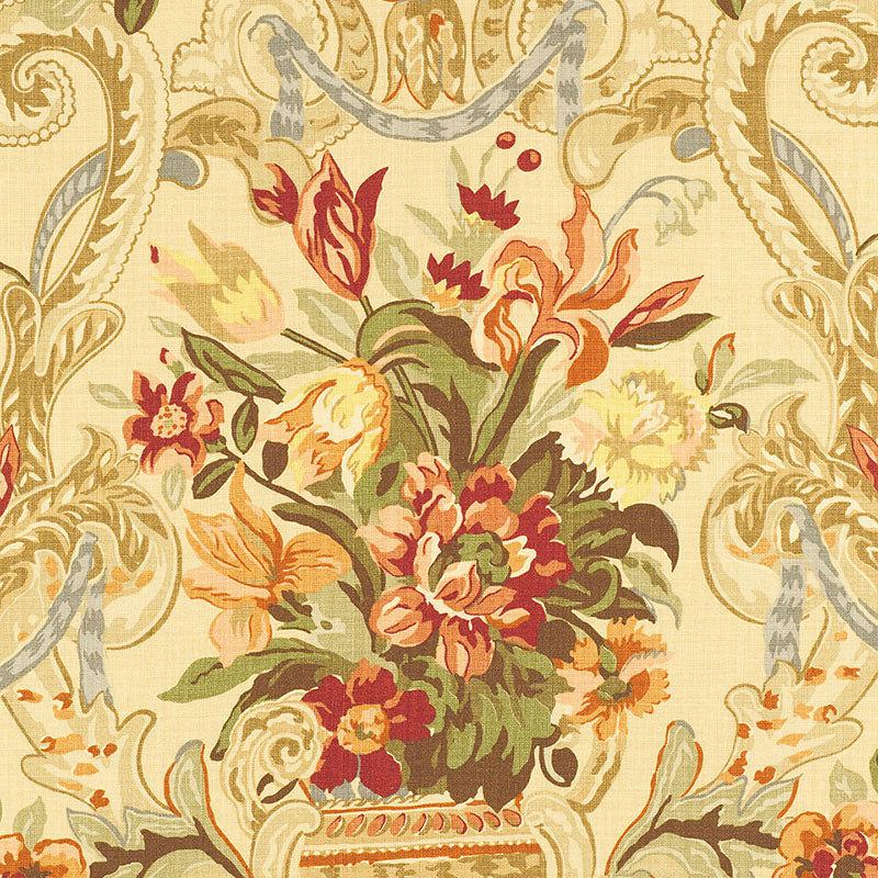 Aylesbury Vase fabric in spice color - pattern number 173842 - by Schumacher in the Classic Prints collection