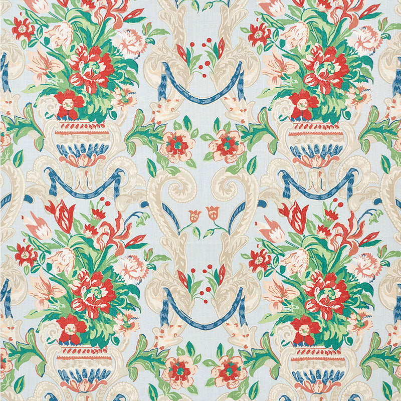Aylesbury Vase fabric in aqua color - pattern number 173844 - by Schumacher in the Classic Prints collection