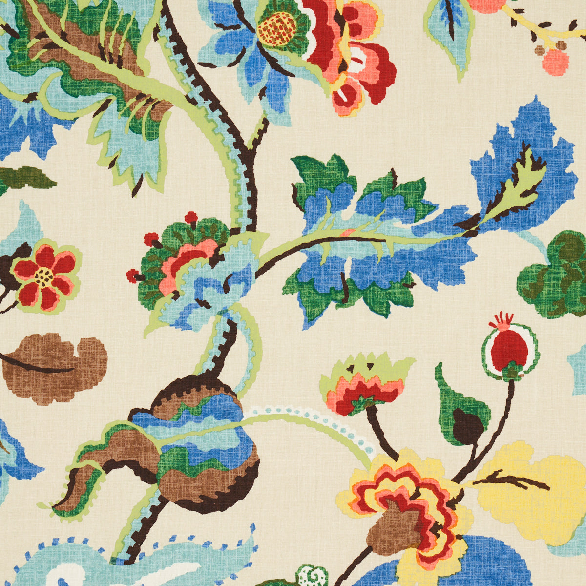 Khantau Tree fabric in cream color - pattern number 173910 - by Schumacher in the Classic Prints collection