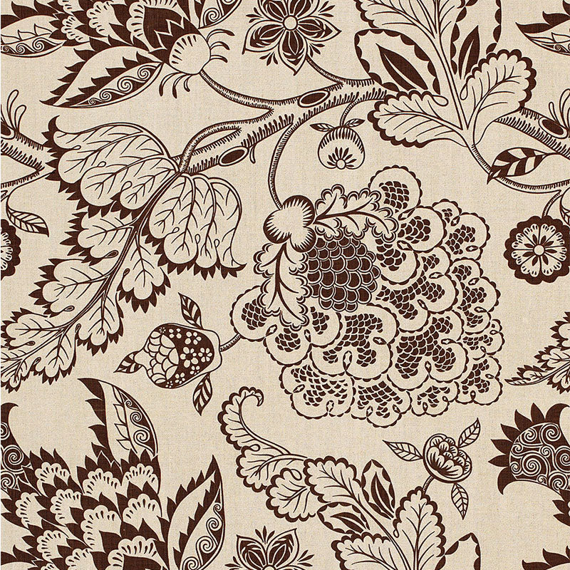 Maracanda Vine fabric in espresso color - pattern number 173920 - by Schumacher in the Classic Prints collection