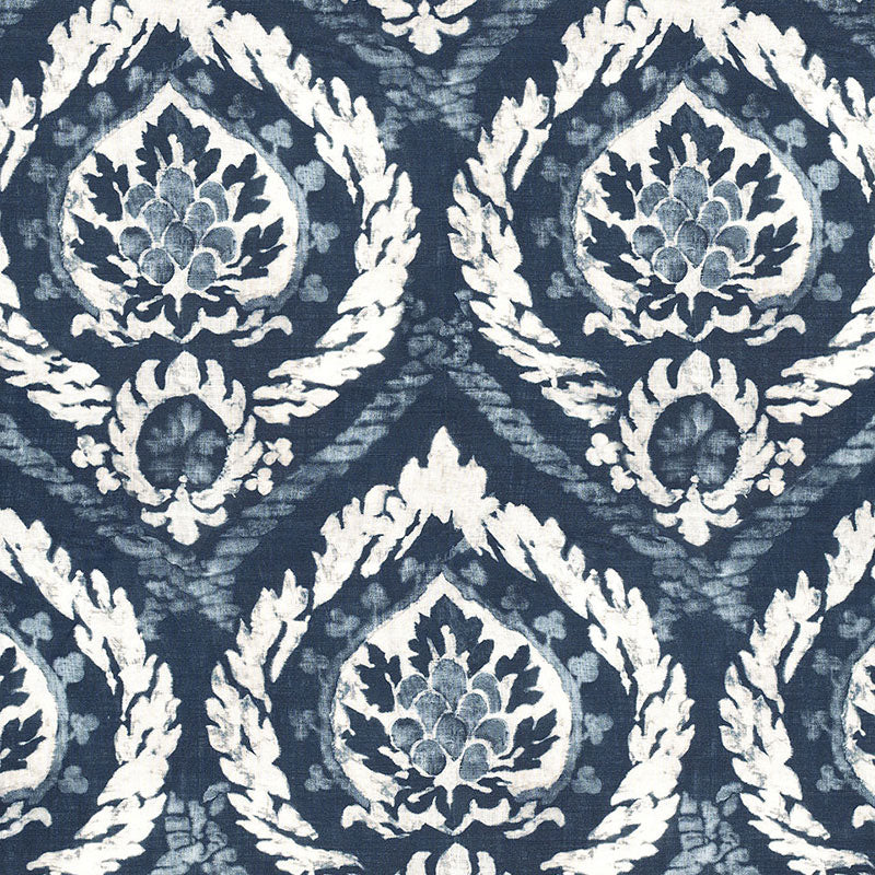 Abaza Resist fabric in indigo color - pattern number 173952 - by Schumacher in the Palazzo collection