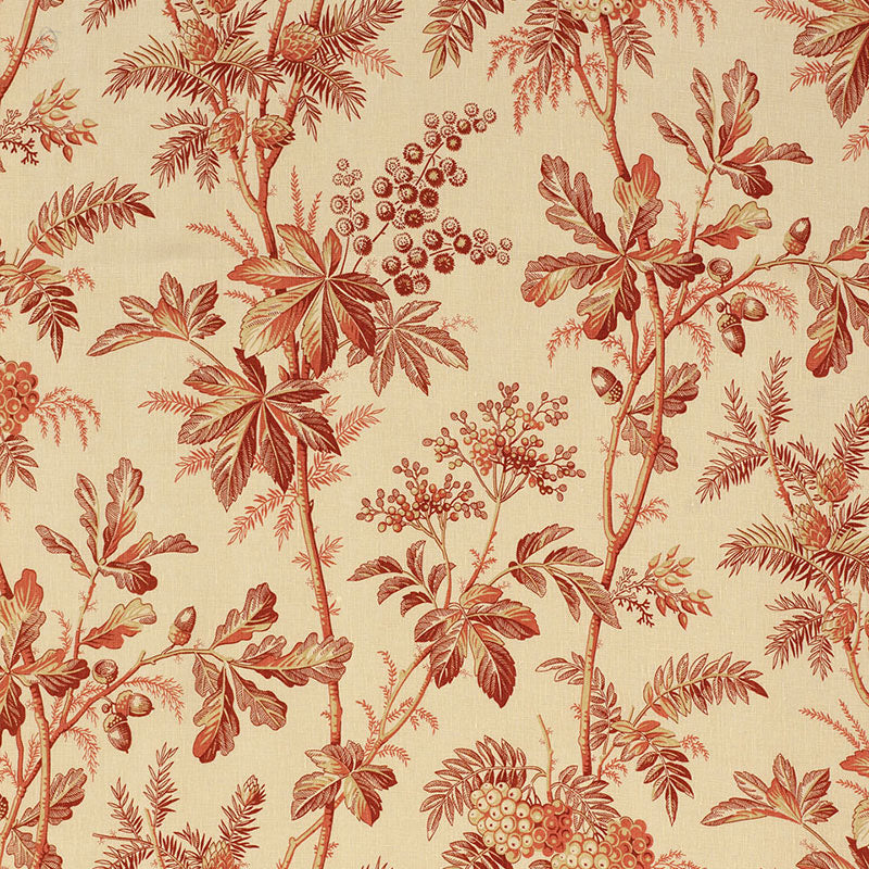 Brantwood Vine fabric in currant color - pattern number 174112 - by Schumacher in the Perennial Favorites collection