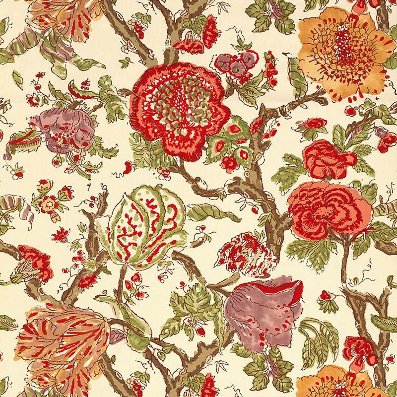 Pondicherry fabric in coral color - pattern number 174122 - by Schumacher in the Classic Prints collection
