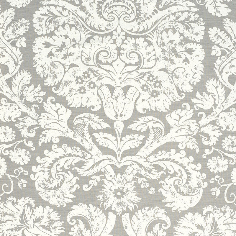 Barresa Damask fabric in pearl color - pattern number 174133 - by Schumacher in the Classic Prints collection