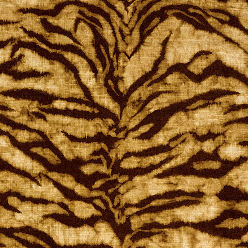 Tigre Linen Print fabric in golden brown color - pattern number 174160 - by Schumacher in the Animal Prints &amp; Wovens collection