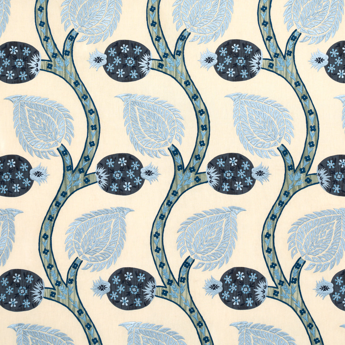 Nurata Embroidery fabric in lapis color - pattern number 174181 - by Schumacher in the Perennial Favorites collection