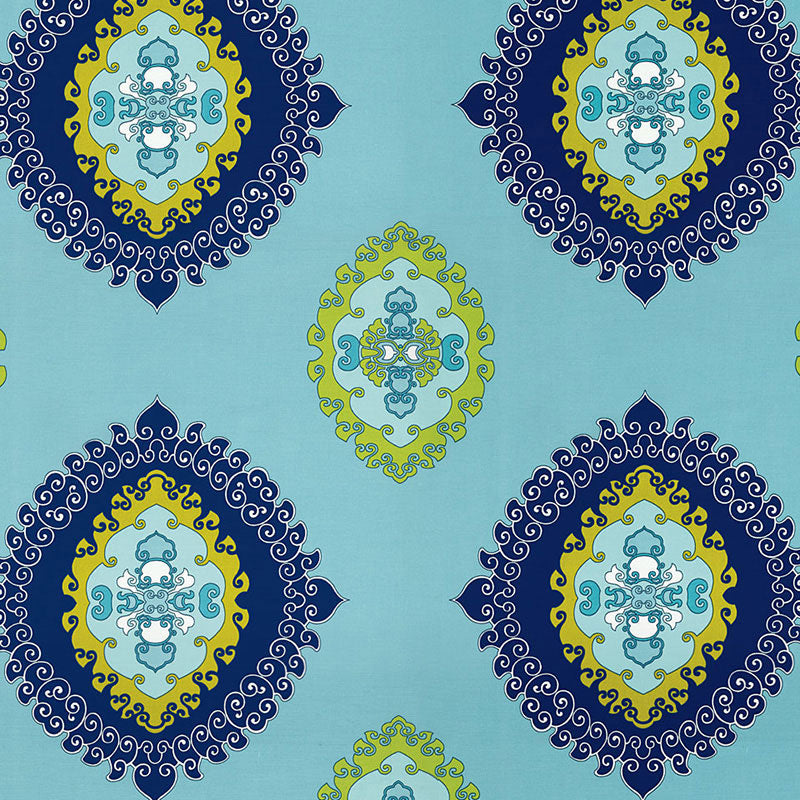 Super Paradise Print fabric in pool color - pattern number 174320 - by Schumacher in the Trina Turk collection