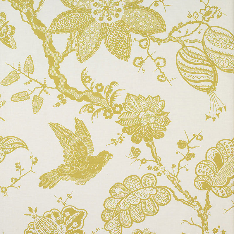 Bali Vine fabric in chartreuse color - pattern number 174370 - by Schumacher in the Classic Prints collection