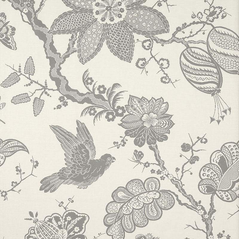 Bali Vine fabric in charcoal color - pattern number 174371 - by Schumacher in the Classic Prints collection