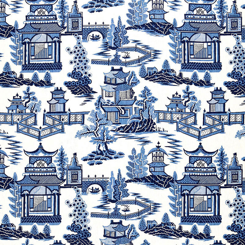 Nanjing fabric in porcelain color - pattern number 174431 - by Schumacher in the Exuberant Prints collection