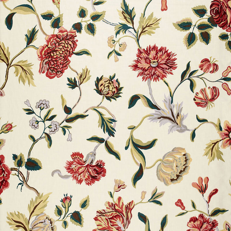Avebury Floral Vine fabric in document rose color - pattern number 174520 - by Schumacher in the Good Vibrations collection