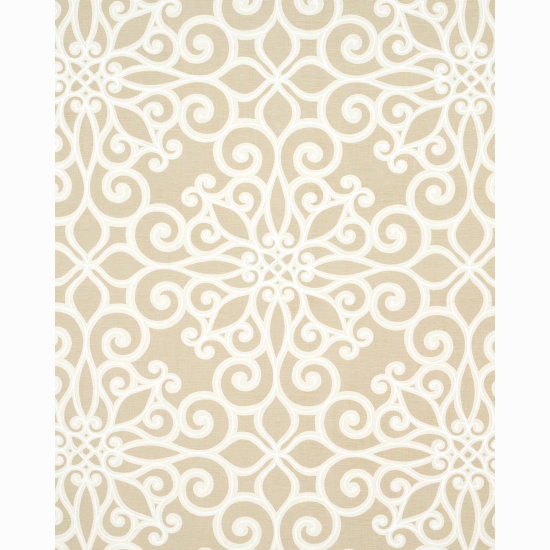 Rosegate Embroidered Print fabric in flax color - pattern number 174561 - by Schumacher in the Au Naturel collection