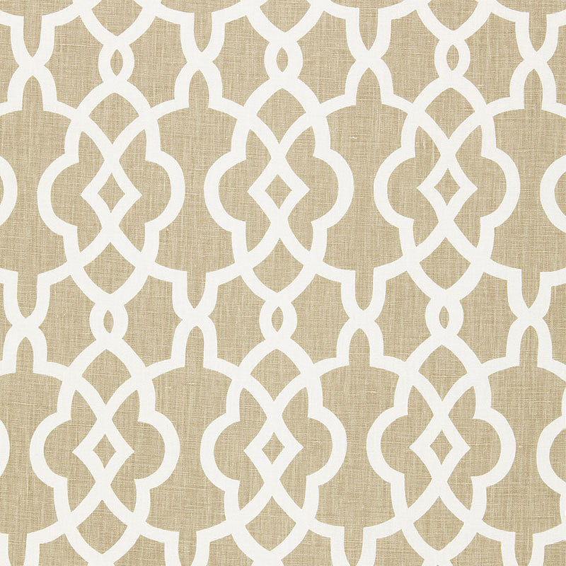 Summer Palace Fret fabric in sand color - pattern number 174590 - by Schumacher in the Classic Prints collection
