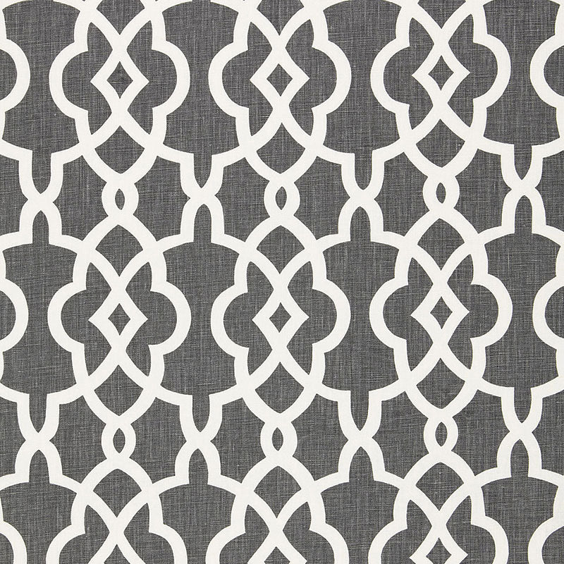 Summer Palace Fret fabric in smoke color - pattern number 174591 - by Schumacher in the Classic Prints collection