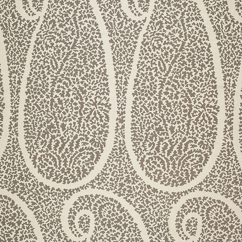 Ambala Paisley fabric in greige color - pattern number 174640 - by Schumacher in the Au Naturel collection