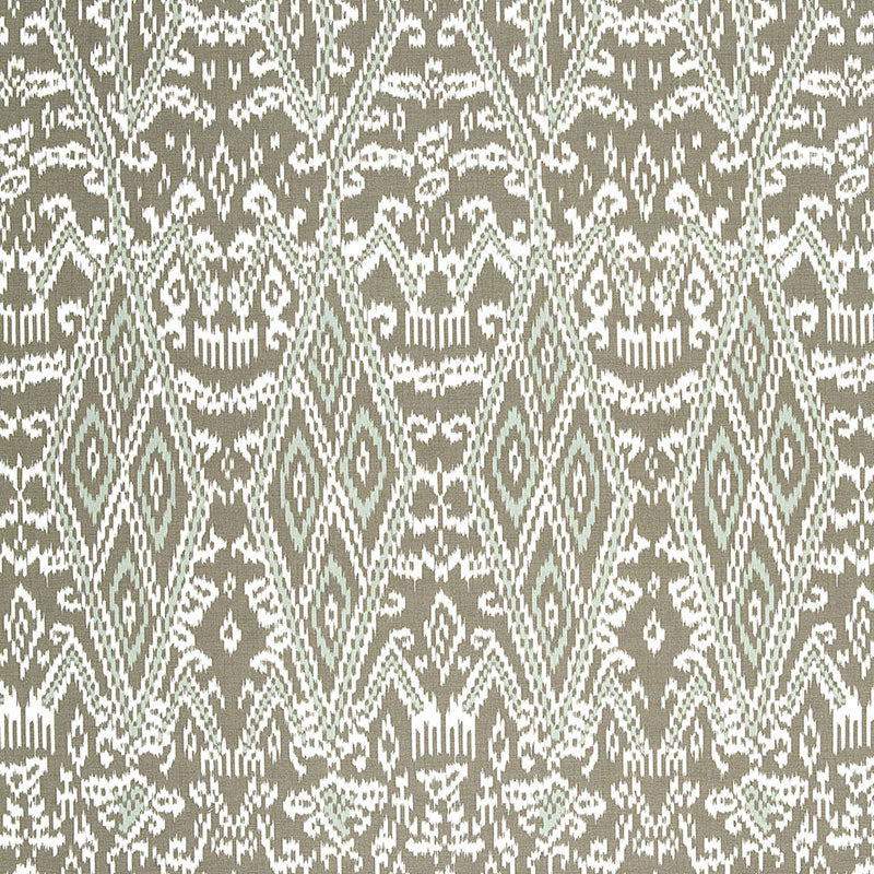 Maya Ikat Print fabric in greige color - pattern number 174751 - by Schumacher in the Au Naturel collection