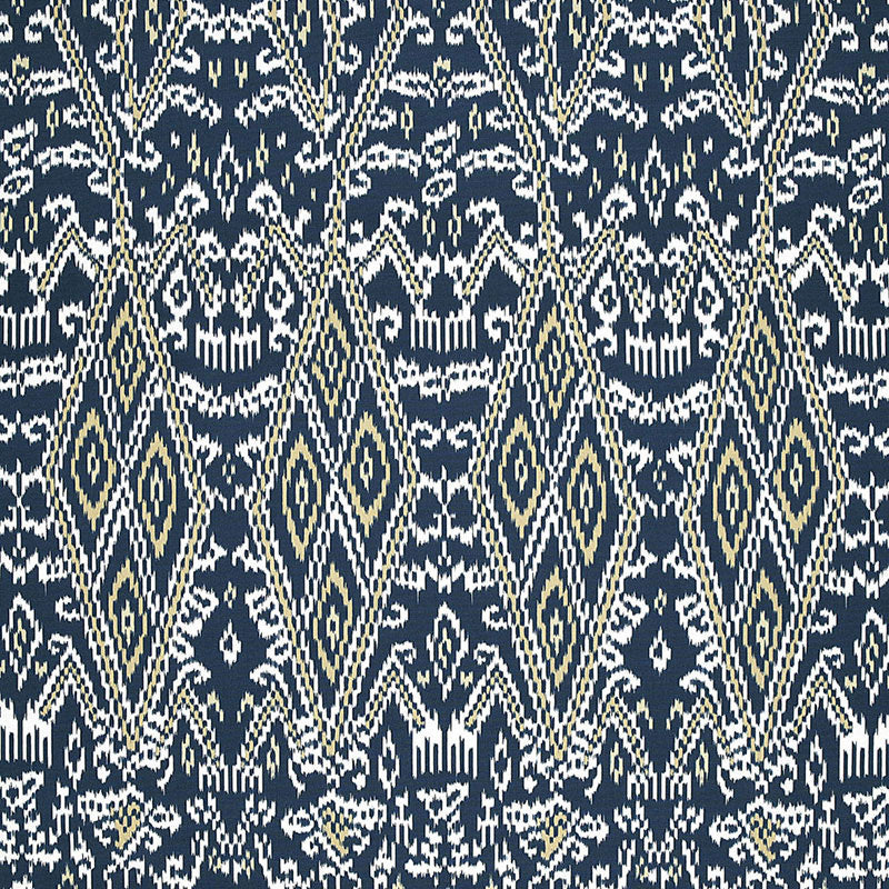 Maya Ikat Print fabric in indigo color - pattern number 174752 - by Schumacher in the Au Naturel collection