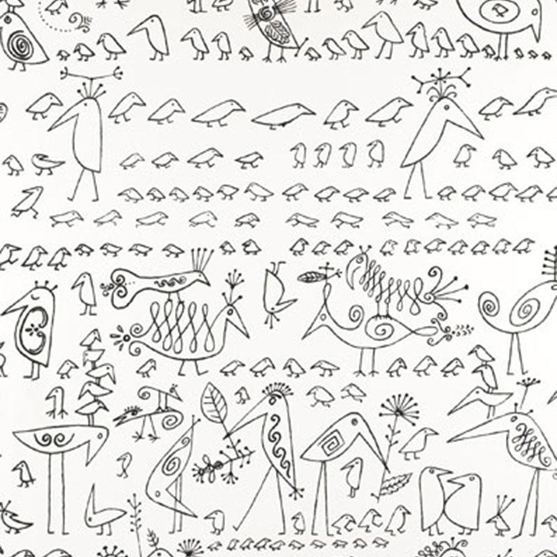 Aviary fabric in black on white color - pattern number 174770 - by Schumacher in the Exuberant Prints collection