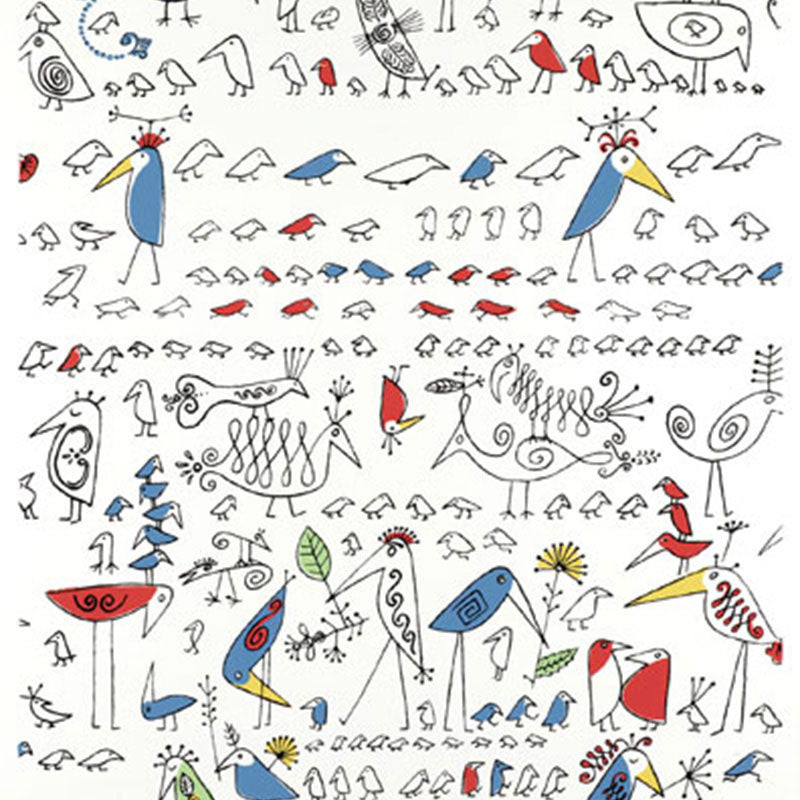 Aviary fabric in multi on white color - pattern number 174771 - by Schumacher in the Exuberant Prints collection